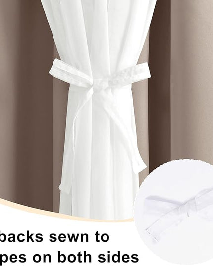 Hiasan Blackout Curtains with White Sheer Overlay, Mix & Match Double Layer Thermal Insulated Grommet Window Curtains for Bedroom, Living Room, Nursery, 2 Drape Panels with Tiebacks, Camel, 52W X 96L