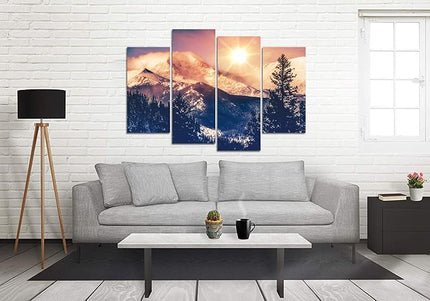 VVOVV Wall Decor - Sunrise Art Canvas Painting Colorado Mountains Pictures Wall Art Rocky Mountain Landscape Photographs Home Decor for Living Room