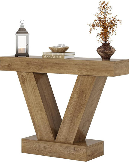 Tribesigns Narrow Console Table, Behind Couch Sofa Small Entryway Table with V-Shaped Legs, Living Room, Hallway, Foyer, Entrance, Brown