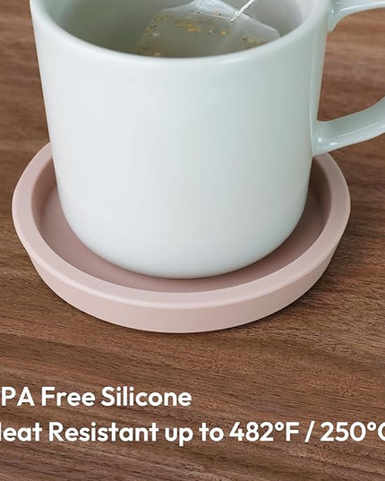 Carrotez Thick Silicone Coasters for Drinks, Round Bulky Cup Coasters for Coffee Table, Desk, Set of 2 - Pink Beige