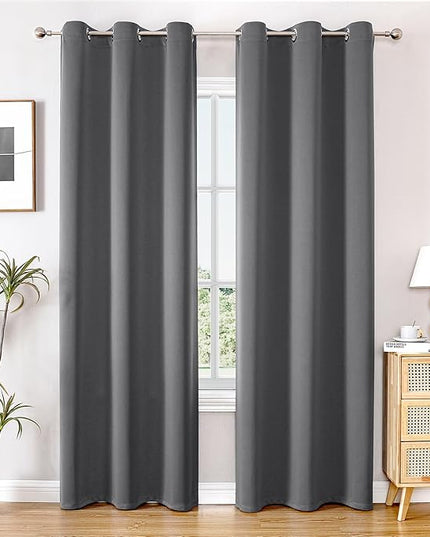 ChrisDowa Blackout Curtains 72 inches Long for Bedroom - 2 Panels Set Grommet Thermal Insulated Room Darkening Curtains for Living Room (Grey, 42 x 72 Inch)