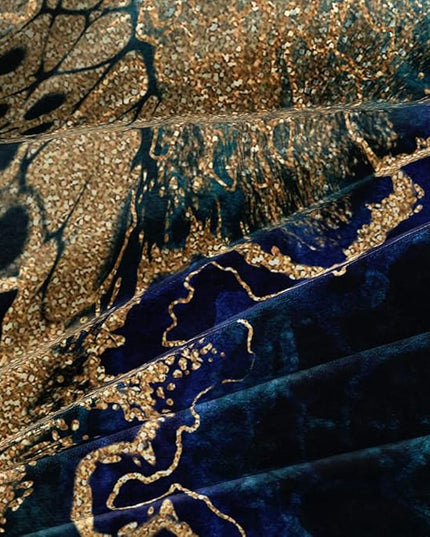 Royal Blue Marble Duvet Cover Set King Size Sequin Gold Bedding Comforter Covers with 2 Pillow Shams Breathable Durable Soft Comfy