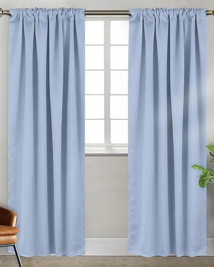 BGment Spa Blue Blackout Curtains 84 Inch Length 2 Panels for Bedroom - Rod Pocket and Back Tab Blackout Curtains Thermal Insulated Room Darkening Curtains for Living Room, (38 x 84 Inch, Spa Blue)