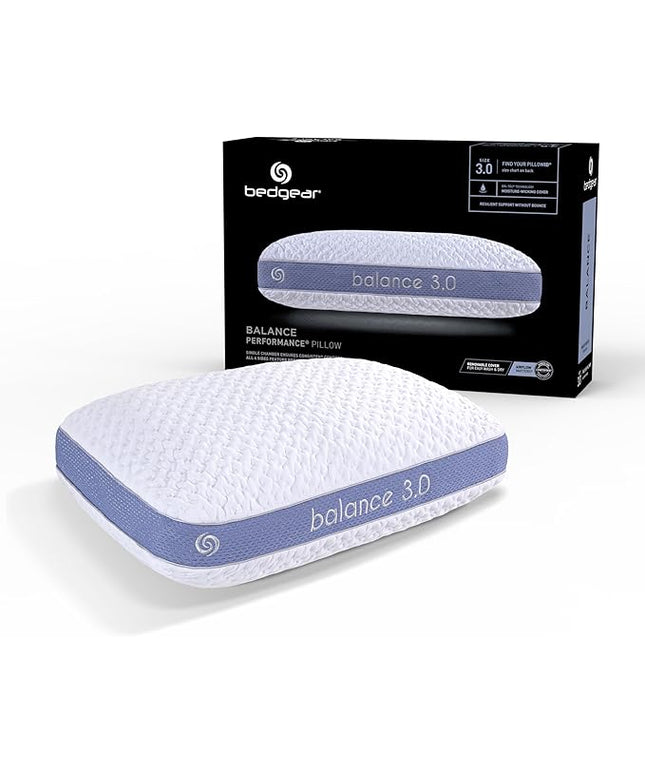 Bedgear Balance Performance Pillow – 3.0 - Moisture Wicking Bed Pillow for All Sleep Positions - Medium Firmness Bed Pillow - Washable Removable Cover – 20" W x 26" L x 6.5" H