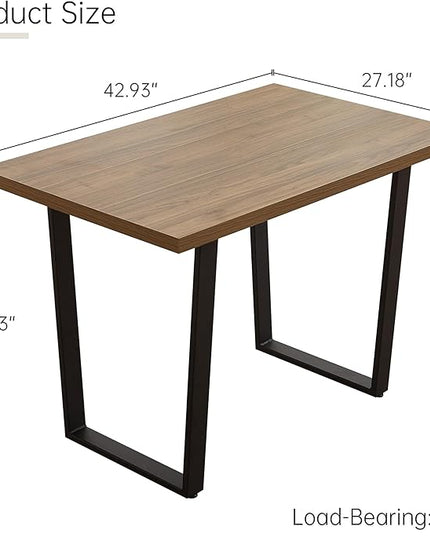 42.9 Modern Dining Kitchen Table for 4, Space-Saving Rectangular Design with Metal Legs, Suitable for Dining Room Kitchen Restaurant (Walnut Table)