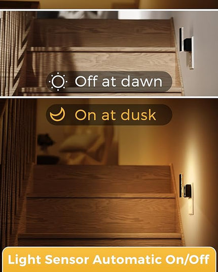 L LOHAS LED Night Lights Plug Into Wall, Night Light with Dusk-to-Dawn Sensor, Dimmable Decorative LED Nightlights, 0-100LM 3000K Adjustable Brightness for Bathroom, Hallway, Bedroom,Stairway