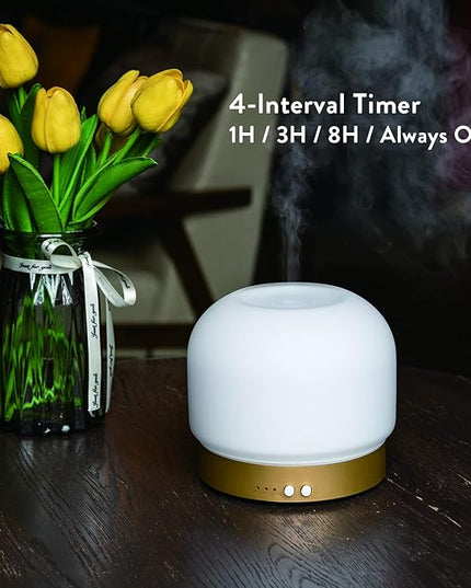 Essential Oil Diffusers for Large Room 280ml Aromatherapy Diffuser for Home - Glass Cover, 4 Timers, Auto Shut-Off, Adjustable Lights, No Beep