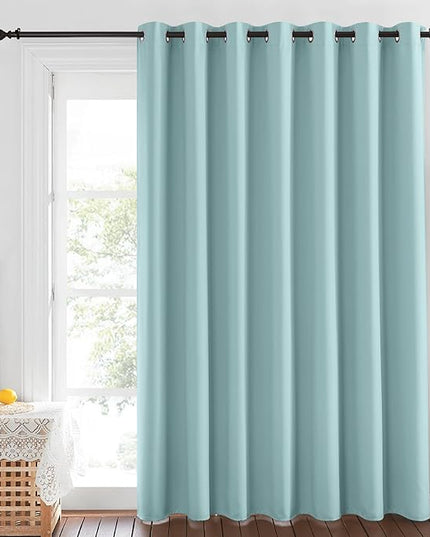 NICETOWN Sliding Door Curtain 84 inches Long, Grommet Privacy Darkening Window Treatment Sound Reducing Room Divider for Bedroom/Kids Room, 1 Panel, Sky Blue, W100 x L84