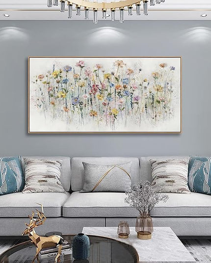 Wall Art Watercolor Wildflowers Canvas Wall Decor for Living Room Bedroom Bathroom Kitchen Office Bar Dining Room Ready to Hang Framed 30x58inch