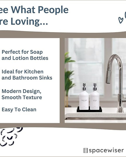 Countertop and Vanity Tray - 2 PC Small 7.7" Silicone Bathroom Trays, Kitchen Soap Tray, Dish Sponge Soap Holder Kitchen Sink Organizer Caddy, Bathroom Counter Trays for Lotion Dispenser
