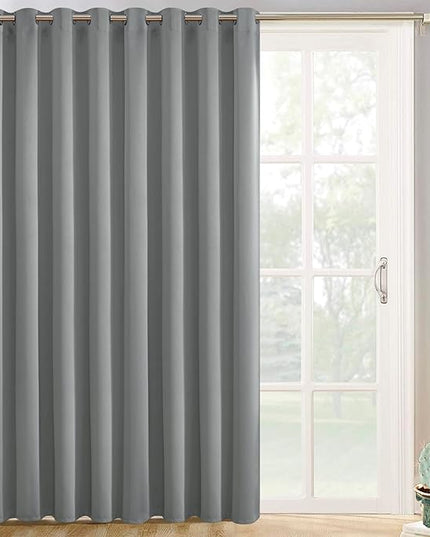 Yakamok Blackout Patio Curtains 100x84 Inches for Sliding Door Extral Wide Blackout Curtain Panels Thermal Insulated Room Divider - Grommet Top, 7' Tall by 8.3' Wide - Dove Grey