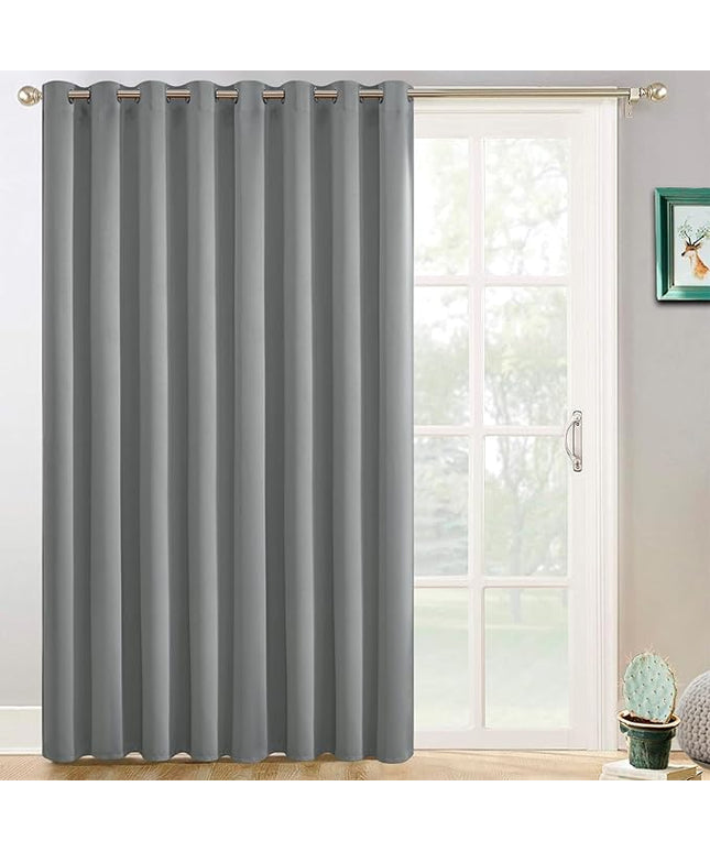 Yakamok Blackout Patio Curtains 100x84 Inches for Sliding Door Extral Wide Blackout Curtain Panels Thermal Insulated Room Divider - Grommet Top, 7' Tall by 8.3' Wide - Dove Grey