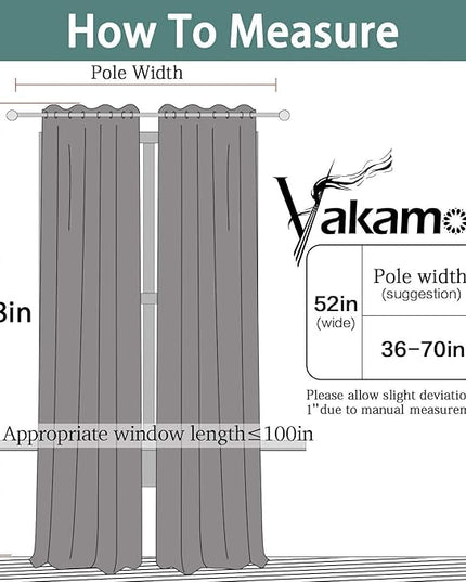 Yakamok Blackout Curtains Room Darkening Thermal Insulated Window Panels,Solid Grommet Top Drapes for Bedroom/Living Room(52x108 Inch, Stone Blue, 2 Panels)