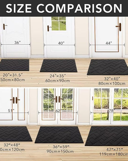 hicorfe Indoor Doormat,Front Back Door Mat Rubber Backing Non Slip Door Mats 47"x71" Absorbent Resist Dirt Entrance Doormat Inside Floor Mats for Entryway Washable Low-Profile (Charcoal)