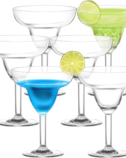 KOXIN-KARLU Classic 12 ounce Plastic Margarita Glasses Acrylic Glasses, set of 6 Clear