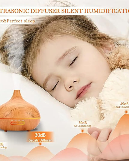 550 ML Aroma Diffiser with Essential Oils Set, Essential Oil Diffuser with Remote, Ultrasonic Technology Aromatherapy Diffusers Auto Shut-Off for Office, Home