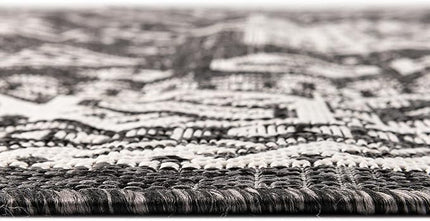 Rugs.com Outdoor Aztec Collection Rug – 2' x 3' Charcoal Gray Flatweave Rug Perfect for Living Rooms, Large Dining Rooms, Open Floorplans