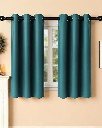 Room Darkening Curtains 45 Inch Length for Bedroom Living Room, Insulated Thermal Grommet Curtain Drapes, Blackout(60-90%,Not 100%) Window Treatment Decor, 2 Panels, 35x45, Sapphire