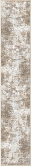 IOHOUZE Abstract Runner Rug 3x18 Ft Extra Long Washable Runners for Hallways, Non Slip Kitchen Runner Printed Faux Wool Entryway Runner Indoor, Modern Abstract Floor Carpet for Hall Stair, Beige Brown