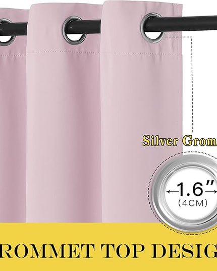 NICETOWN Room Darkening Baby Pink Curtains W100 x L84 for Sliding Door, Grommet Thermal Insulated Light Blocking Window Treatments for Bedroom/Living Room, 1 Panel