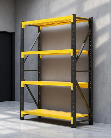 torage Shelves,Garage Shelving Heavy Duty Metal Adjustable Garage Shelves, Shelving Units Industrial Shelving for Warehouse(Yellow and Black, W47.2*D23.6*H78.7)