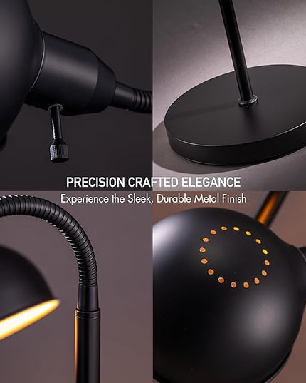 O'Bright Nova - Adjustable Floor Lamp with Flexible Gooseneck and Rotatable Shade, E26 Socket, 10-Inch Base - Ideal for Reading, Bedside, Living Room, Black