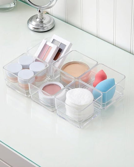 STORi SimpleSort Drawer Organizer Bins 6 pc Set, Multi-size, Bathroom Organizers and Storage, Makeup Organizer, Desk Organizer, Vanity Organizer, Clear Organizing Containers, Made in USA