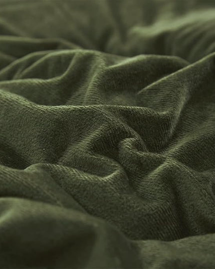 Houseri Velvet Olive Green Comforter Set King Fluffy Army Bedding Sets Size Men Dark Micromink Sherpa Women Blackish Flannel Fuzzy Blanket Warm King(90''*104''-Comforter)
