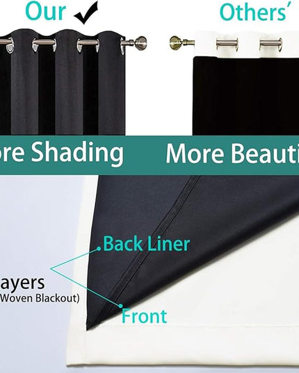 Yakamok 100% Blackout Curtains 96 Inches Long, 2 Thick Layers Heat and Full Light Blocking Soft Thermal Insulated Drapes for Bedroom(52" Wide Each Panel, Cream, 1 Panel)