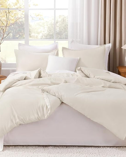 Litanika Full Size Comforter Sets Beige, 3 Pieces Lightweight Bedding Comforter Sets, Down Alternative Comforter Fluffy Bed Set Gift Choice