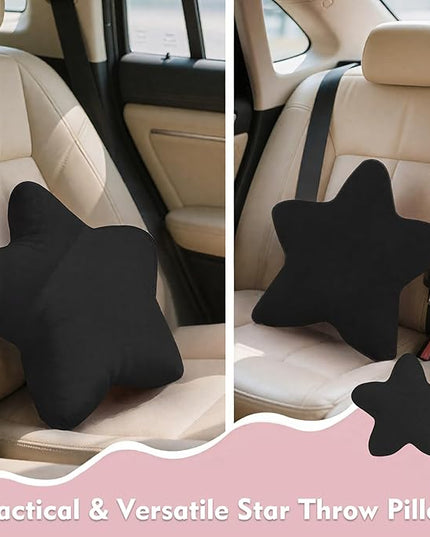 Small Star Throw Pillows for Bed, Decorative Throw Pillows for Couch Livingroom,15" Black Pillows Aesthetic Cute Floor Pillow with Soft Plush for Sofa Bedroom Kids Xmas Gift (Black)