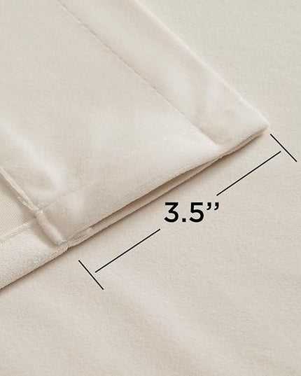 Joydeco Velvet Curtains White Blackout Curtains Thermal Insulated 63 inches Long Window Curtains Super Soft Room Darkening Drapes for Bedroom Living Room Elegant Rod Pocket 2 Panels Cream White
