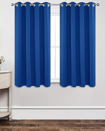 Joydeco Blackout Curtains 63 inch Length 2 Panels Set, Thermal Insulated Long Curtains & Drapes 2 Burg, Room Darkening Grommet Drapes for Bedroom Living Room Windows (W42 x L63 Inch, Royal Blue)