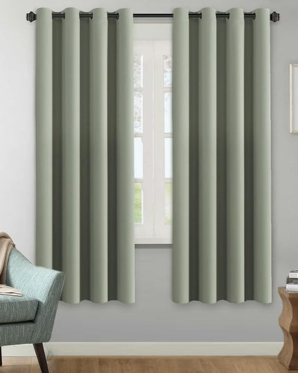 H.VERSAILTEX Winter Season Thermal Insulated Nickel Grommet Blackout Curtains/Draperies for Bedroom/Living Room - 2 Panels Set - 52x72 Inch - Solid Light Sage