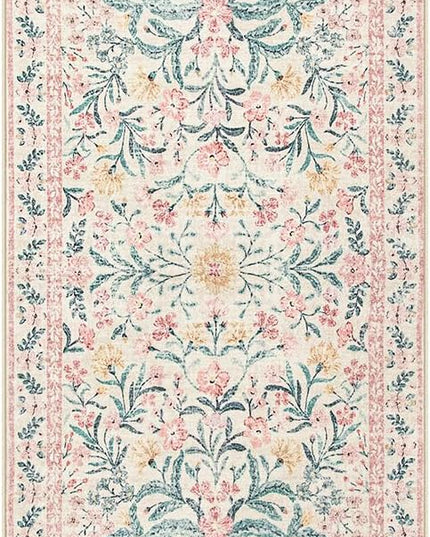 Wonnitar Floral Washable Runner Rug, 2'6"x8' Runners for Hallways Pink Rugs for Entryway Bedroom, Boho Non Slip Soft 8ft Long Carpet for Kitchen Bathroom Laundry