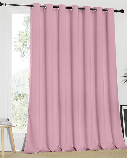 NICETOWN Blackout Patio Curtains 100 x 95 Inches Long for Sliding Door Extral Wide Blackout Curtain Panels Thermal Insulated Room Divider - Grommet Top, 100" W x 95" L, 1 Panel, Rouge Pink