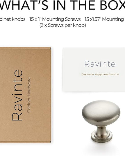 Ravinte 15 Pack Brushed Nickel Round Zinc Cabinet Knobs for Kitchen Bathroom Closet Dresser Cabinets