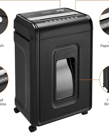Amazon Basics 24 Sheet Cross Cut Paper, CD and Credit Card Home Office Shredder with Pullout Basket, Black