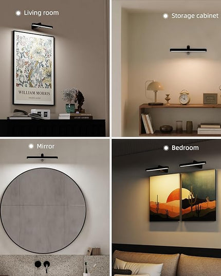 Picture Lights for Wall Battery Operated 4800mAh, 10inch Rechargeable Display Light with Remote/Rotatable, Dimmable/3CCT LED Art Cordless Lamp for Painting/Gallery Artwork/Portraits/Frame/Poster 2Pack