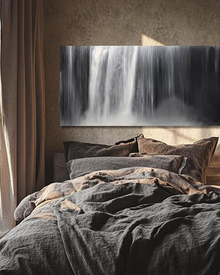 Abstract Waterfall Picture Living Room Decor Abstract Wall Art Black and White Artwork Modern Office Home Decor 20X40 Inch