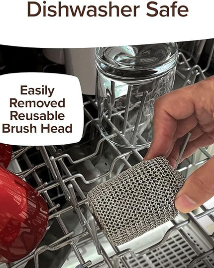 Horsepower Giddy Up GOLD Bristle-Free Spinning Grill Brush w/LED & Longer Run Time, Cordless/Rechargeable, 304 Stainless Steel Power Roller Blasts Away Burnt-On Food, No Bristles No Preheating 350 RPM