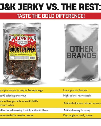 J&K Jerky Small Batch Handcrafted Beef Jerky Ghost Pepper 7oz