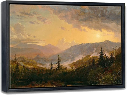 Aubeeba Sunset Wall Art Mountain Landscape Canvas Prints Artwork Decor,Vintage Framed Forest Scenery Pictures Wall Decor for Home Bedroom Bathroom 08x12 inches