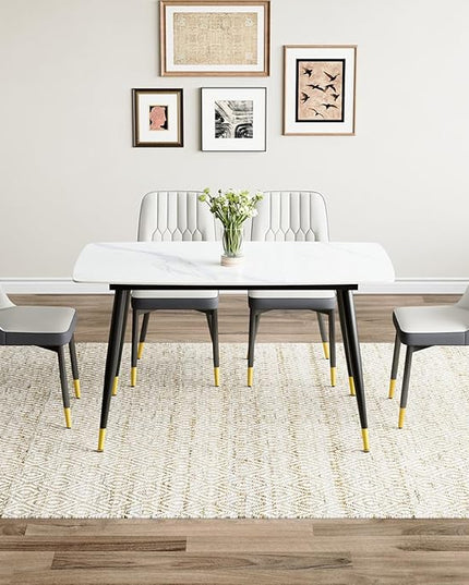 50'' Dining Table Set for 4, Dining Room Sets for 4, Sintered Stone Dining Table Chairs Set of 4, Easy to Assemble，Suitable for Small Spaces