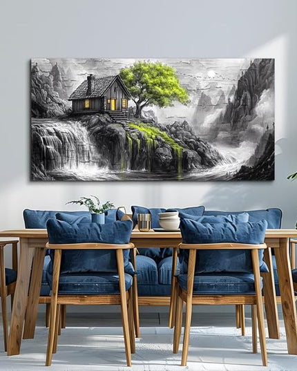ERQINHUA Large Canvas Wall Art For Living Room Large Wall Decor For Bedroom Office Black And White Wall Painting Decor Green Tree Landscape Picture Artwork Modern Home Decor Ready To Hang 30"X60"