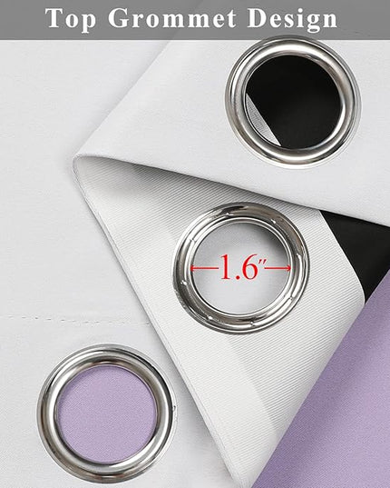 Estelar Textiler Ombre Blackout Curtains 54 Inch Long 2 Panels Set for Bedroom, Lilac and Greyish White Room Darkening Thermal Insulated Energy Saving Drapes for Kitchen, 52x54 Inch