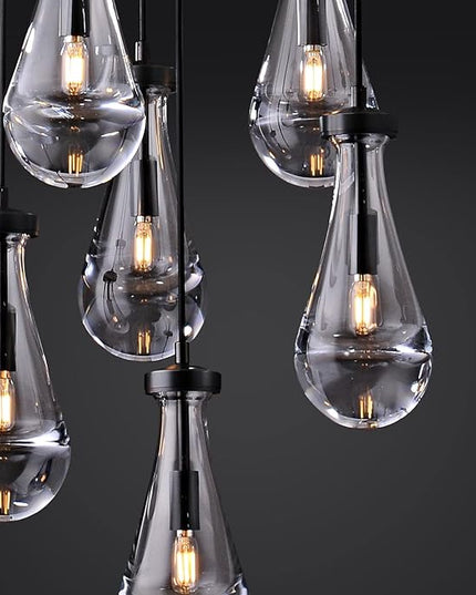Bronze 5 Light Raindrop Chandeliers, Black Cluster Pendant Light Teardrop Dining Room Light Fixture Pendant Lights Kitchen Island, Hanging Ceiling Pendant Lighting for Entryway Living Room