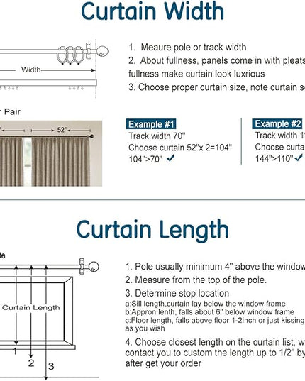 LETAU Pinch Pleats Brown Linen Texture Curtains 84 inches Long, 100% Blackout Privacy Window Linen Texture Curtains Panels Drapery, 84" W x 84" L, 2 Panels