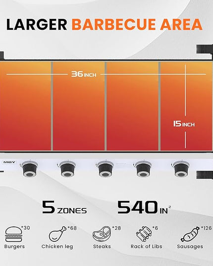 36 Inch 50,000BTU,Outdoor Flat Top Gas Propane Grills with 5 Burners,Stainless Steel & Powder Coated Steel Portable Gas Griddle with Side Shelves for BBQ,Camping,Backyard