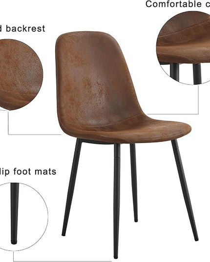 Dining Table Set for 6, Modern 55'' Dark Wood Dining Table and Fabric Dining Chairs Set of 6,Table and Chairs Set of 6,Ideal for Kitchen Dining Room